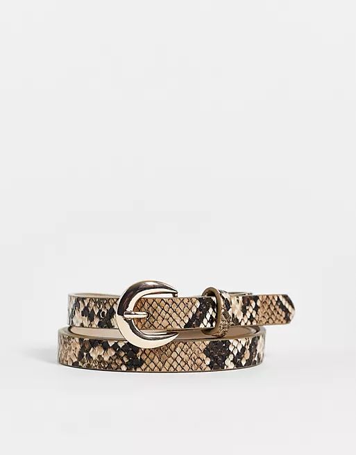 Elle snake print jeans belt in beige | ASOS (Global)