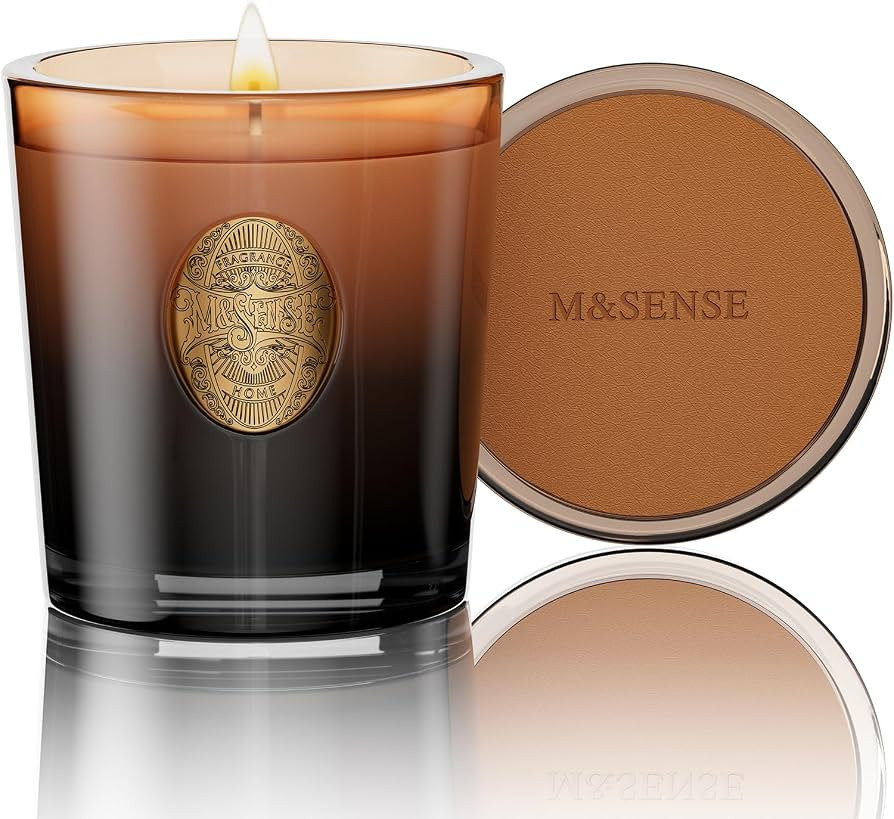 M&SENSE Natural Soy Candle | Mahogany Sandalwood & Black Brown | 9.2 oz, 50H Burn Time | Luxury S... | Amazon (US)