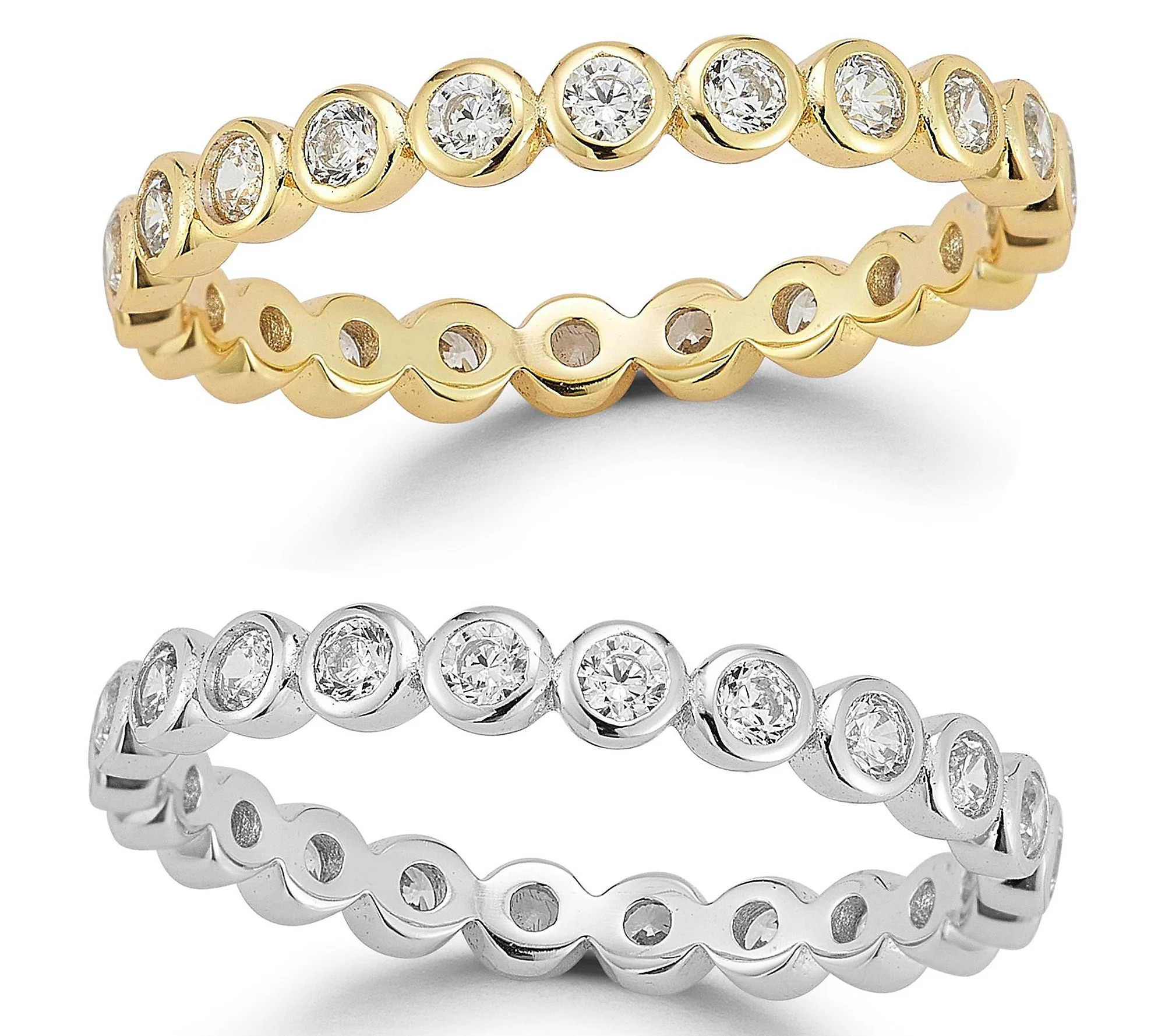 Sterlina Silver Set of 2 Thin Bubble Band Rings, Sterling | QVC