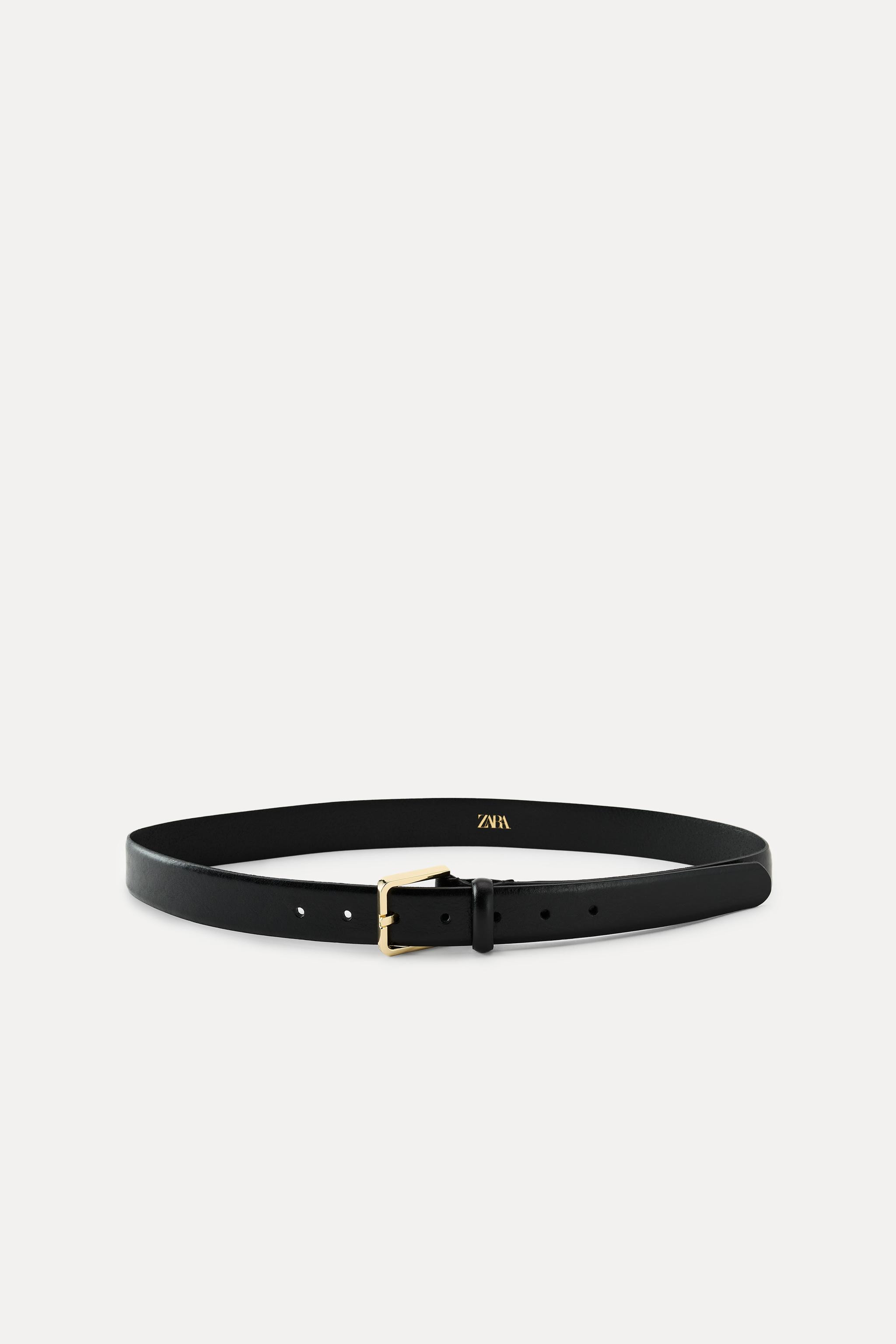 LEATHER BELT WITH SQUARE BUCKLE | Zara US