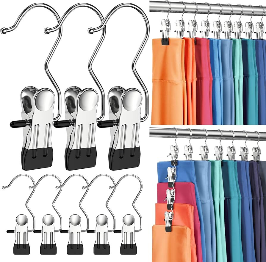 Amazon.com: 30 Pack Pants Hangers with Clip,Legging Organizer for Closet Hanging, Space Saving Yo... | Amazon (US)