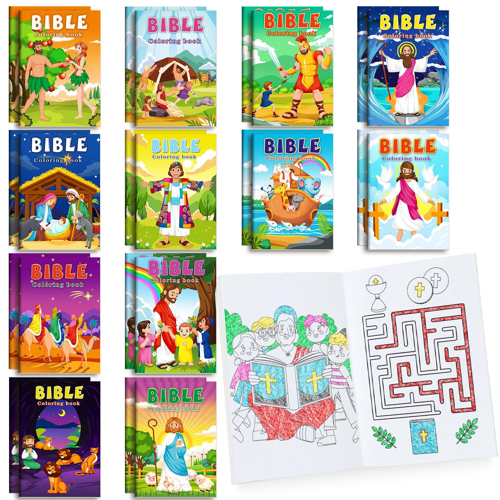 BenLouis 24 Pcs Christian Mini Coloring Books Kids Bible Verse Religious Party Favors Small Activ... | Amazon (US)