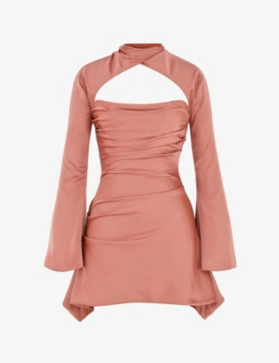 Toira long-sleeved corseted satin mini dress | Selfridges