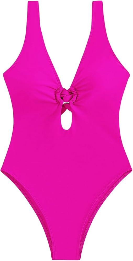 SOLY HUX Women's Sexy Deep V Neck Cut Out Onepiece Swimsuit Bathing Suit Swimwear | Amazon (US)