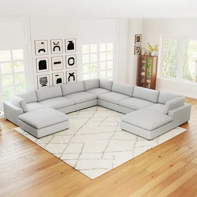 Nuccio 9-Piece Minimalist Modern Soft-Upholstered Sectional With Ottoman | Wayfair North America