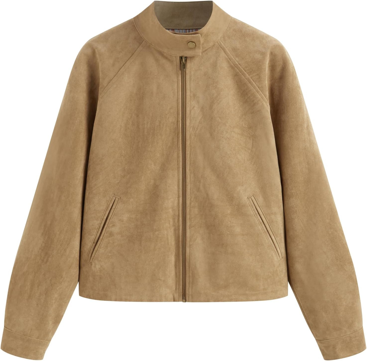 CIDER Faux Suede Zip Up Bomber Jacket for Women | Amazon (US)
