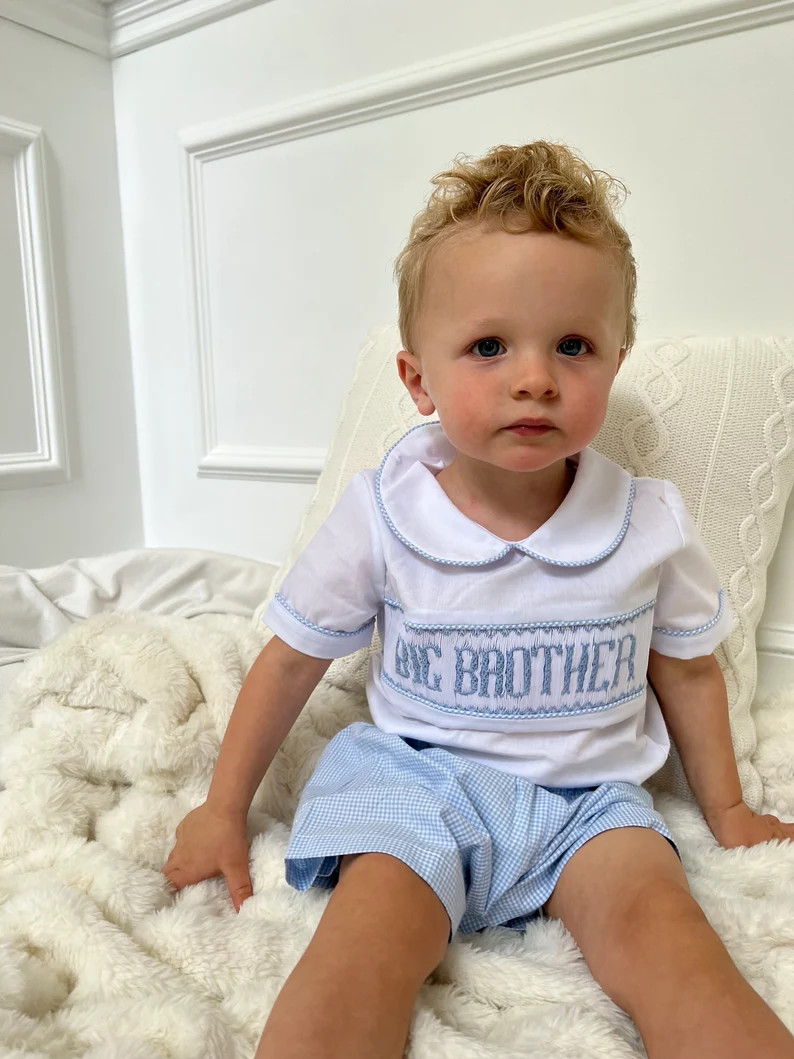 Big Brother Blue Smocked Set - Etsy | Etsy (US)