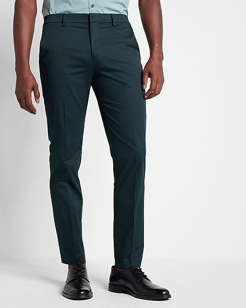 Extra Slim Solid Oslo Green Cotton-Blend Hyper Stretch Suit Pant | Express