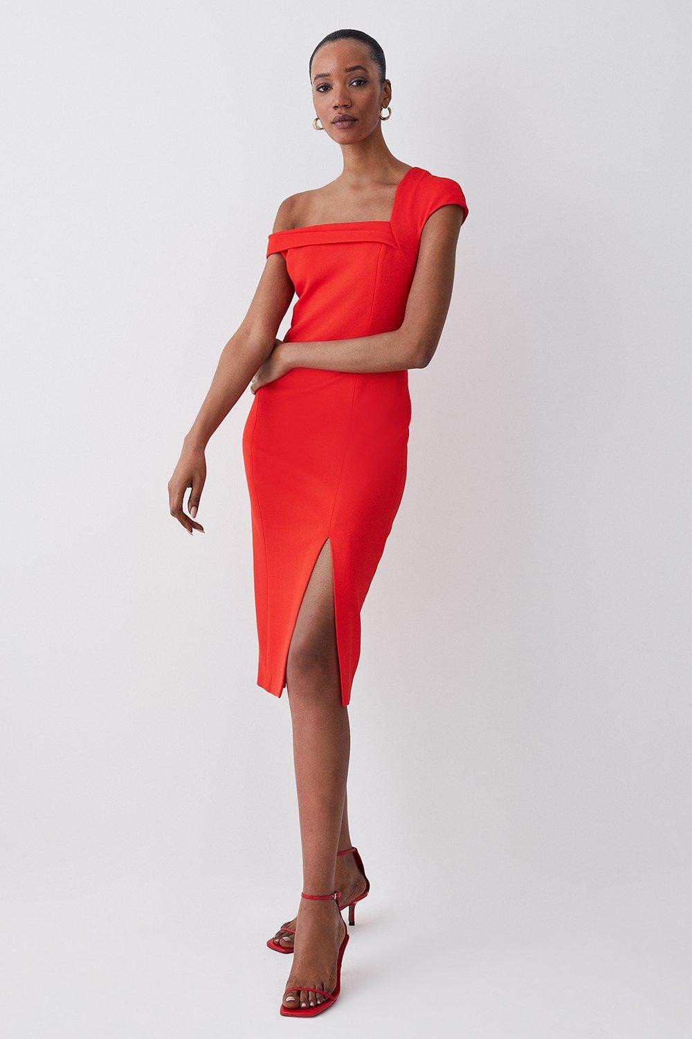 Italian Structured Jersey Pencil Midi Dress | Karen Millen UK + IE + DE + NL