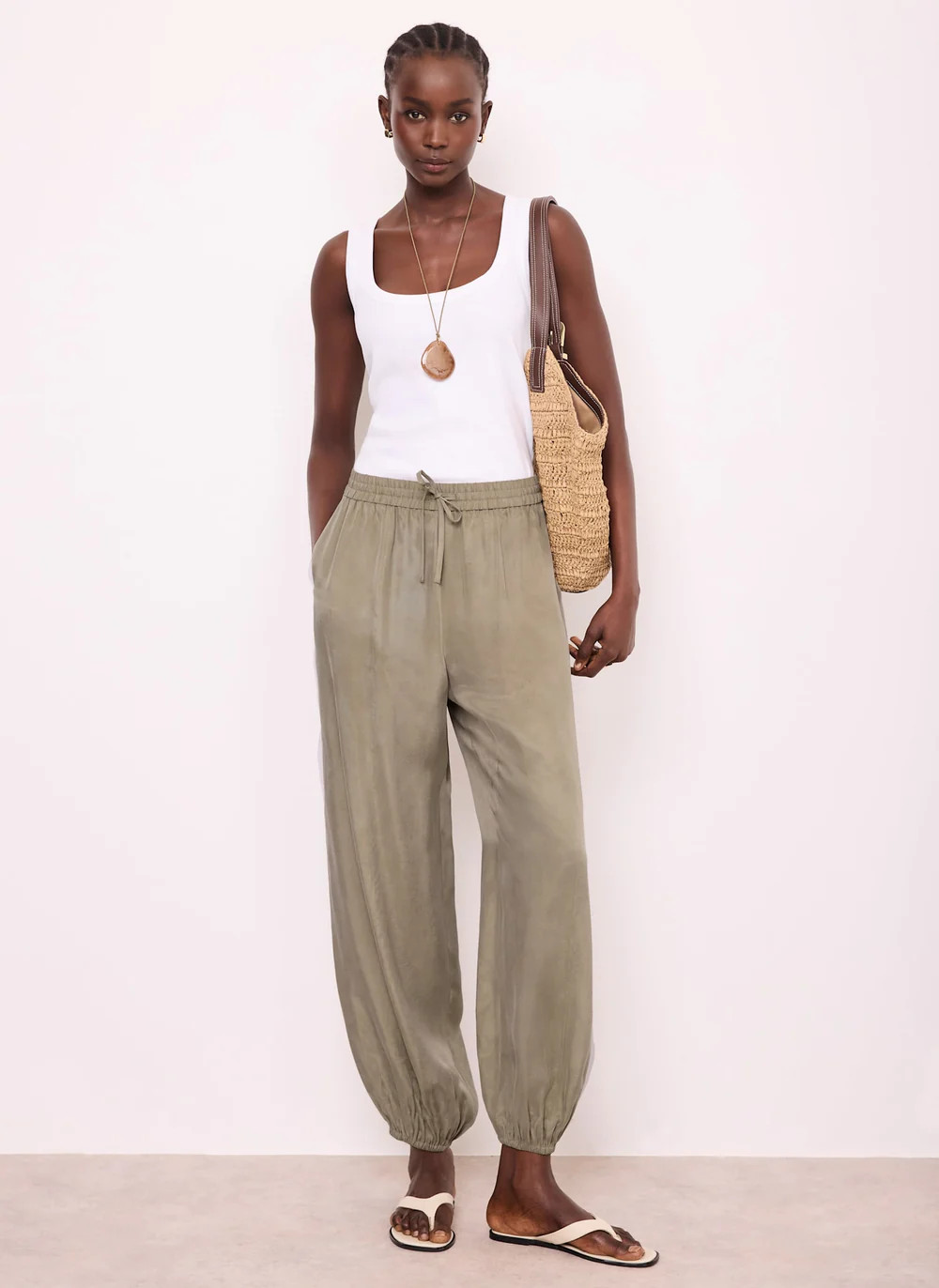 Khaki Balloon Trousers | Mint Velvet