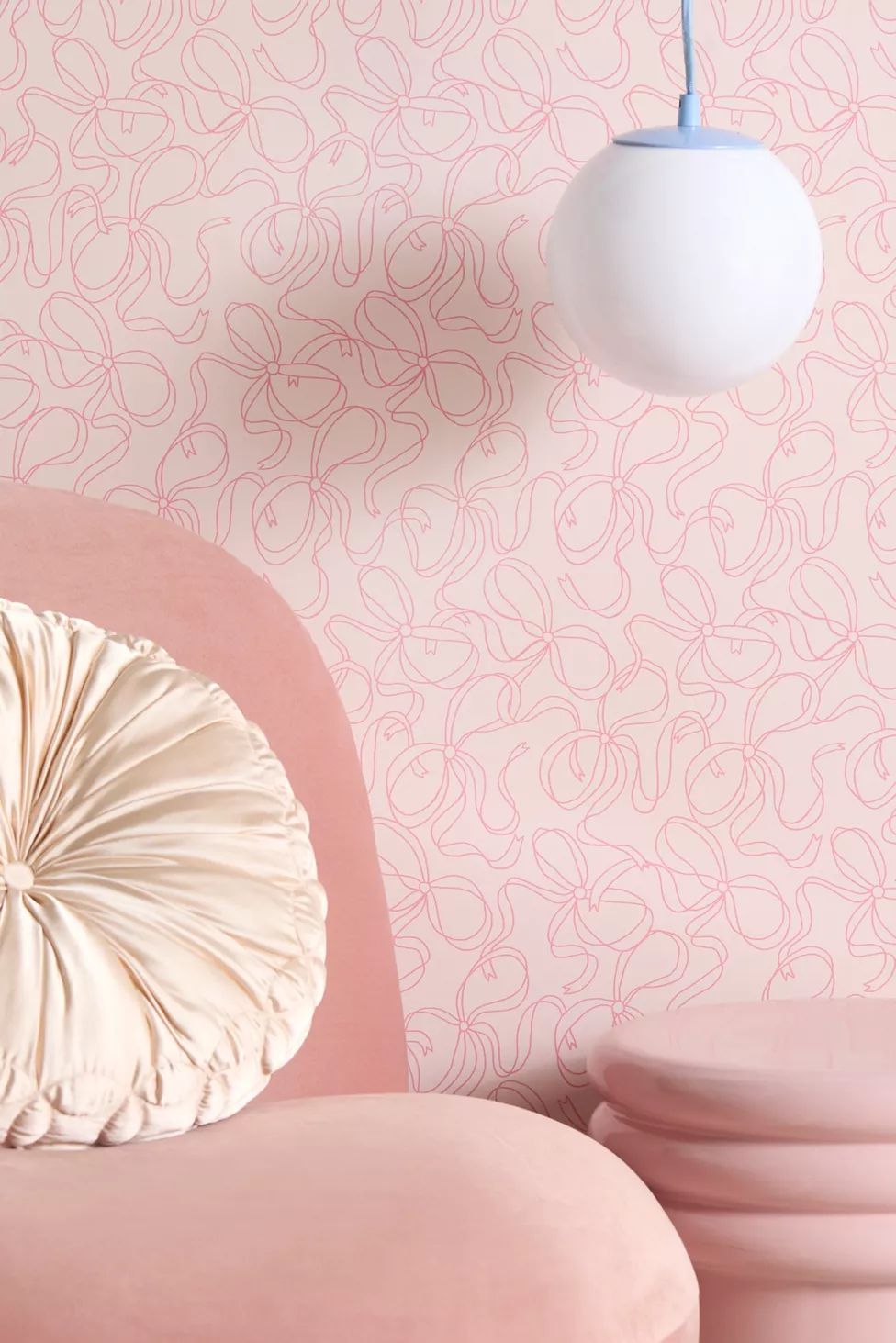 UO Home Pretty Bows Peach Removable Wallpaper | Urban Outfitters (US and RoW)