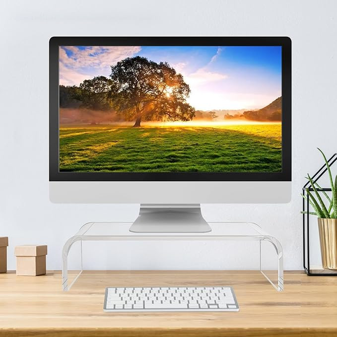 Monitor Stands Clear Acrylic Computer Riser, Laptop Desk Stand for Home Office, Printer, TV Scree... | Amazon (US)