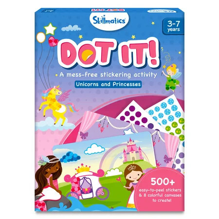 Skillmatics Dot It Sticker Art - Unicorns & Princesses, Mess-Free Fun for Kids, 500+ Stickers, Craft Kits, DIY Scrapbooking Activity, Travel Toys, Gifts for Girls & Boys Ages 3, 4, 5, 6, 7 | Walmart (US)