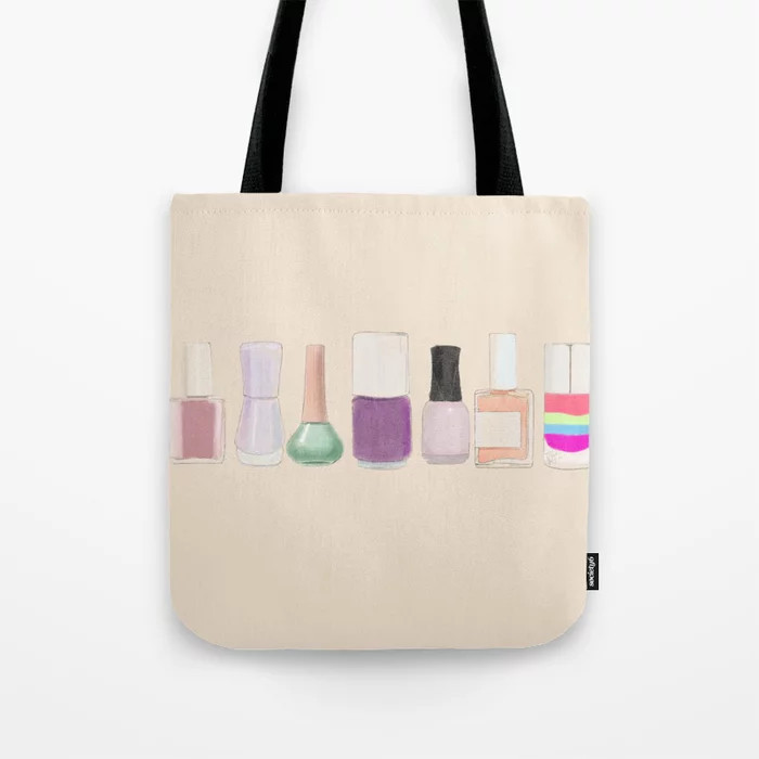 Watercolor Nail polish on crème  Tote Bag | Society6