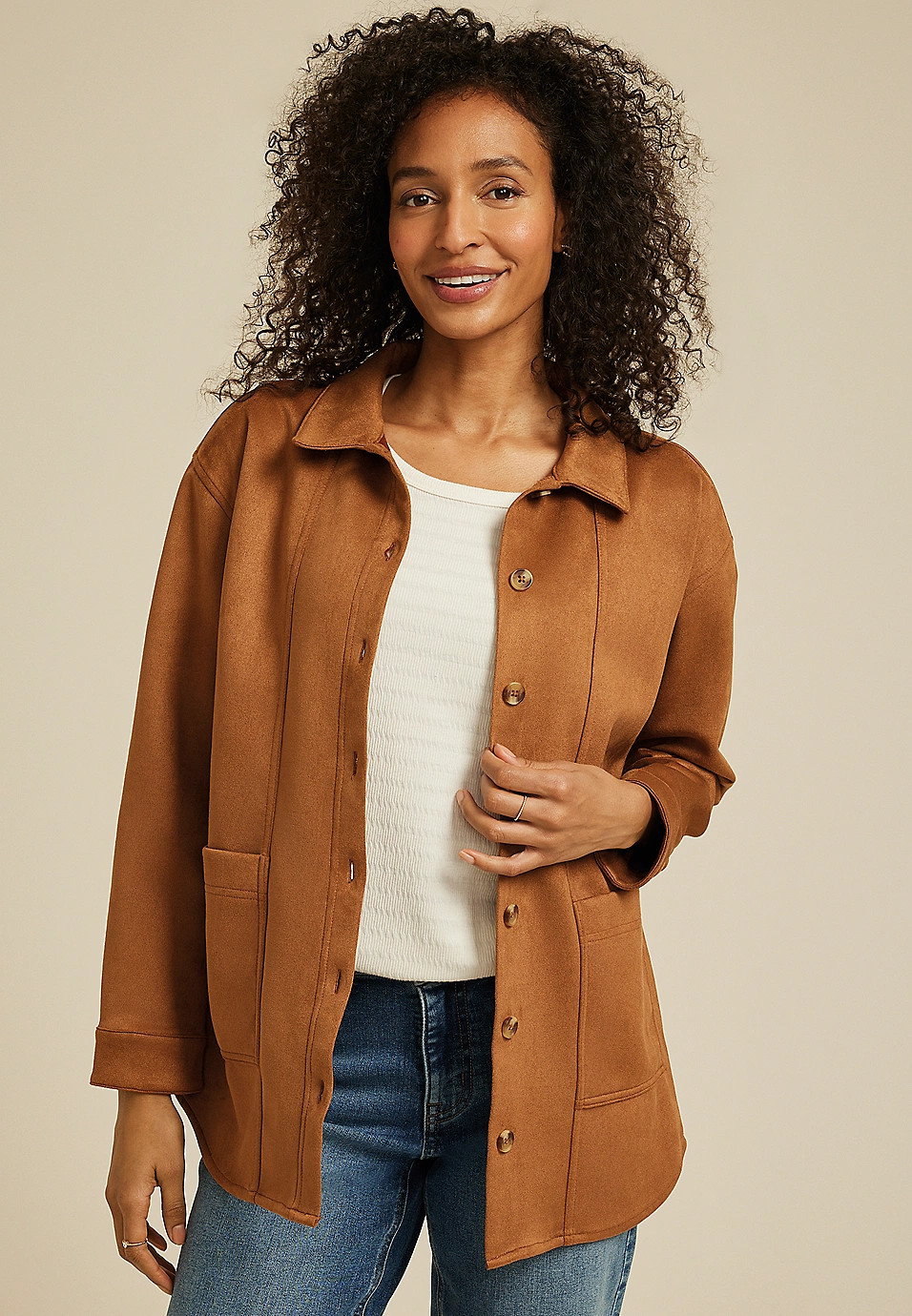 Faux Suede Shacket | Maurices
