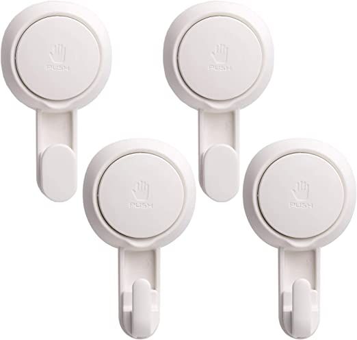 LEVERLOC Suction Cup Hooks Pack of 4 No Drilling & Removable 1 Second Installation White Wall Hoo... | Amazon (US)