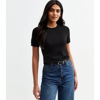 Women's Black Compact Knit Short Sleeve Top New Look | New Look (UK)