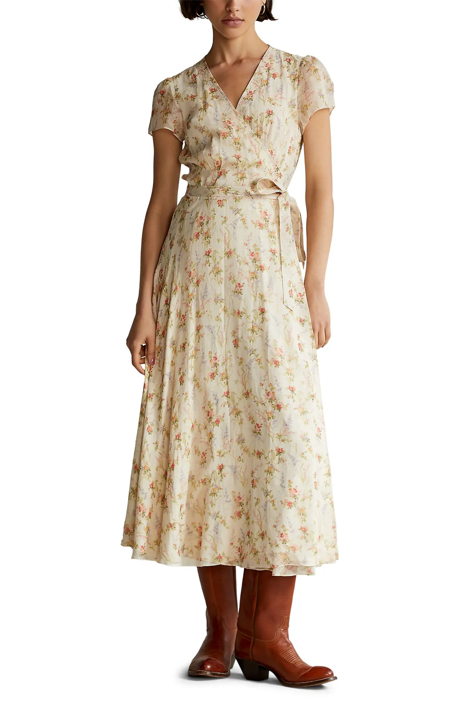 Floral Print Midi Wrap Dress | Nordstrom