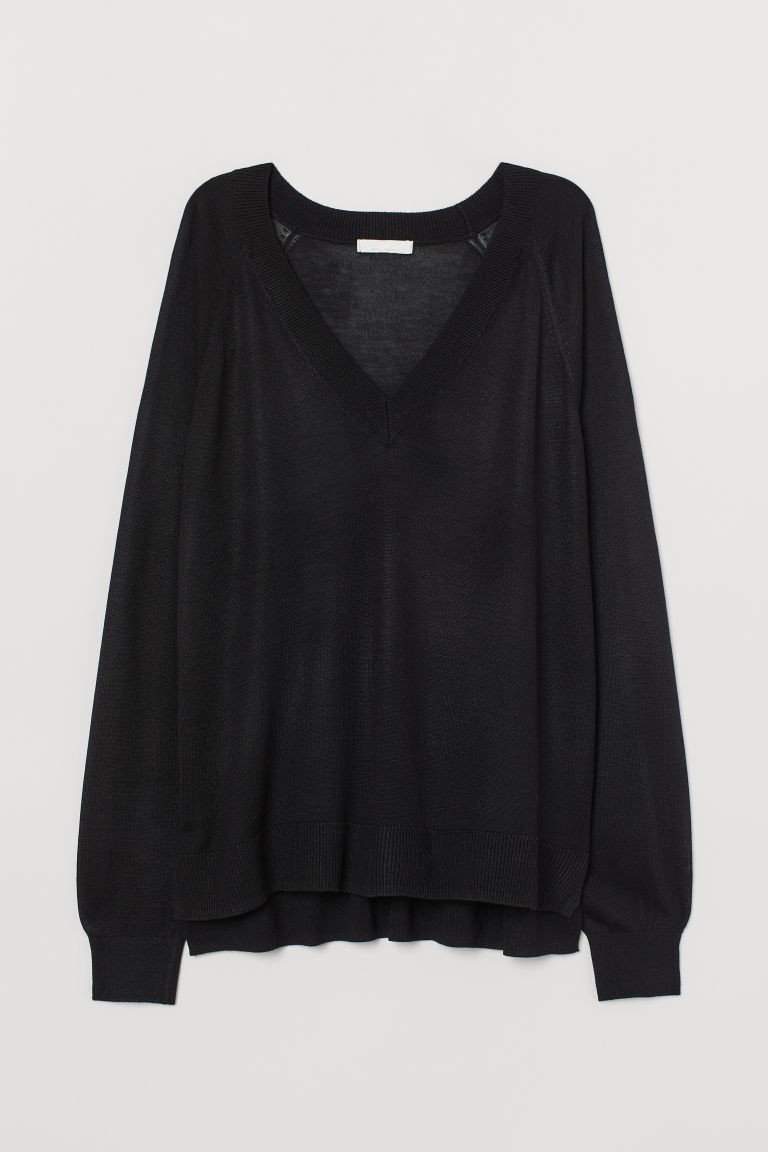 H & M - V-neck Sweater - Black | H&M (US + CA)