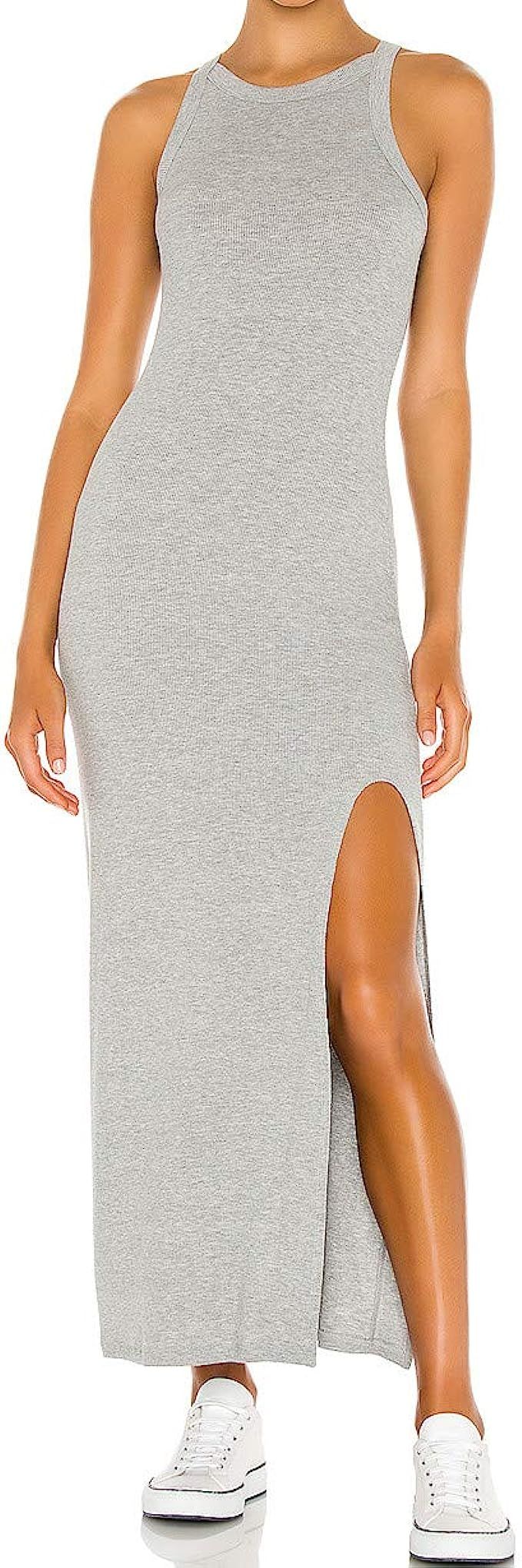 JLCNCUE Women Causal Bodycon Maxi Dress High Side Slit Dresses Scoop Neck Sleeveless Tank Dress 7... | Amazon (US)