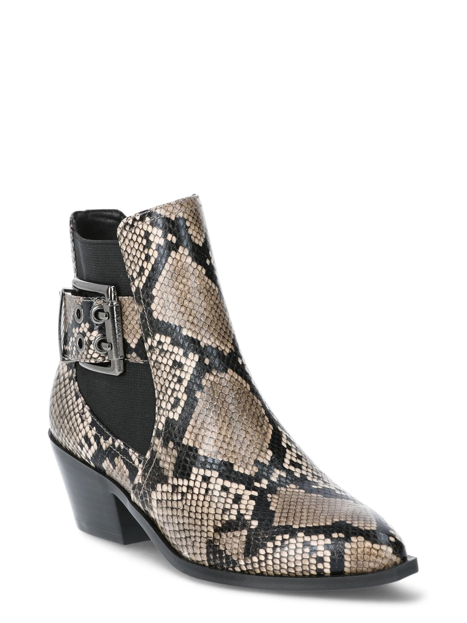 Scoop Women’s Faux Leather Moto Buckle Ankle Booties - Walmart.com | Walmart (US)