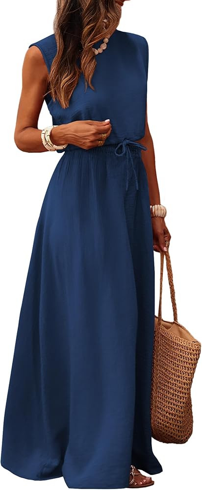 Caracilia Women's 2 Piece Maxi Skirt Sets 2026 Summer Casual Cropped Tank Top High Waisted Long S... | Amazon (US)
