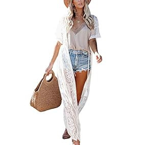 Women's Long Lace Kimono Cover... | Amazon (US)
