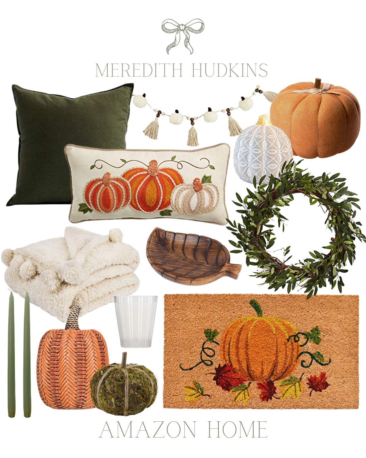 Velvet pillow living room front porch door mat throw blanket wreath pumpkin candle classic timele... | Amazon (US)