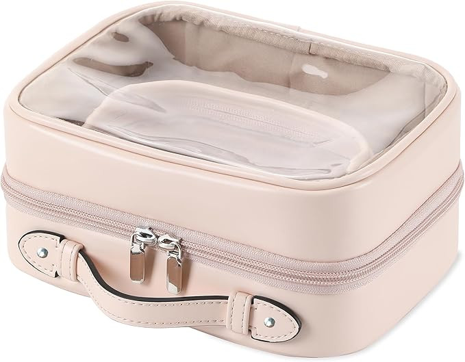 Veki Transparent Makeup bag Double Travel Cosmetic bags Case Waterproof Toiletries Bag Large Capa... | Amazon (US)