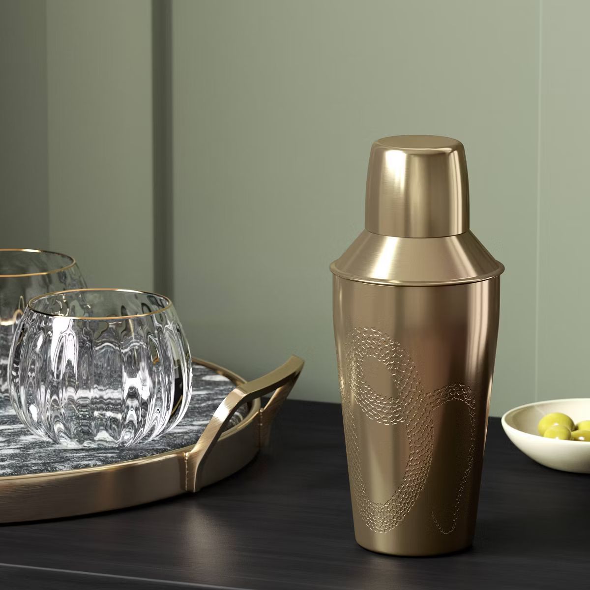 575ml Haloween Stainless Steel Snake Cocktail Shaker Gold - Threshold™ | Target