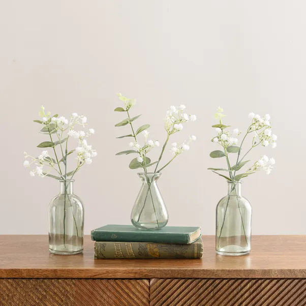 Set of 3 Vases with Eucalyptus and Gypsophila | Dunelm (migrated)