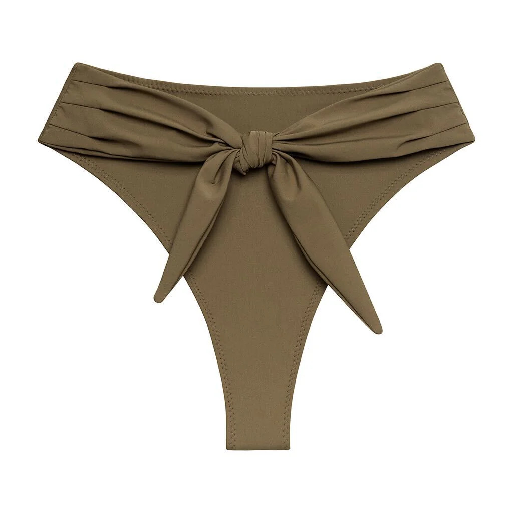 Khaki Paula Tie-Up Bikini Bottom | Montce