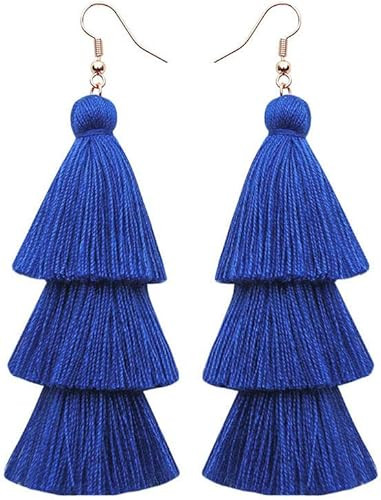 Colorful Layered Tassel Earrings Simple Bohemian Tier Big Dangle Drop Earrings for Women girls | Amazon (US)