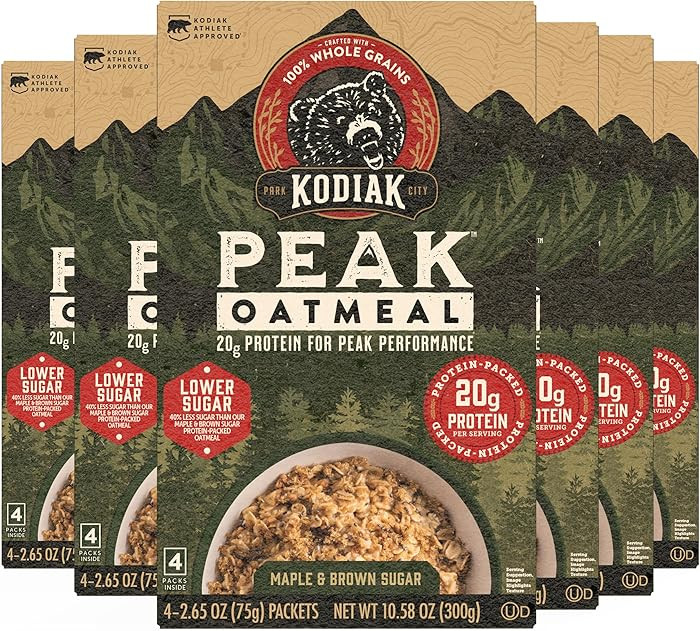Kodiak Cakes Peak Instant Oatmeal Packets, Maple Brown Sugar, High Protein,100% Whole Grains, 6 b... | Amazon (US)