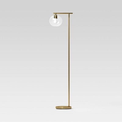 Brass Floor Lamp with Glass Shade - Threshold™: Modern Standing Light, ETL Listed, Metal Body | Target