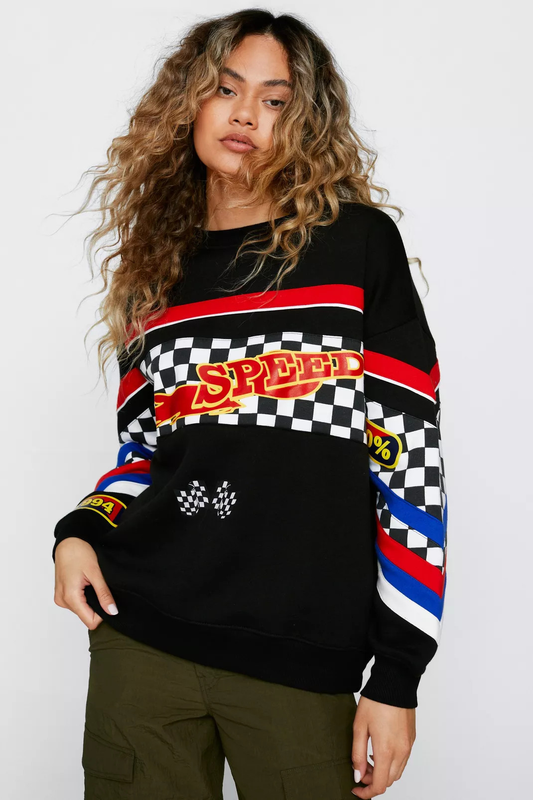 Motocross Print Oversized Sweatshirt | Nasty Gal (US)