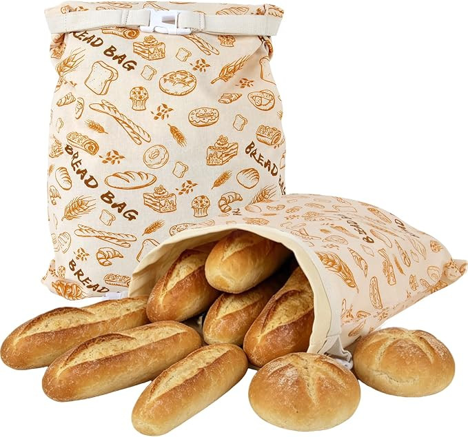 Beeswax Bread Bags for Sourdough & Homemade Bread，Reusable Cotton Storage Bags，Extra Large Ai... | Amazon (US)