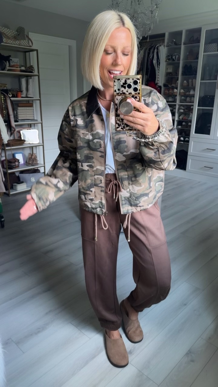 Camo jacket medium
Tee and joggers small
Clogs TTS

#LTKSaleAlert #LTKootd #LTKmomlife