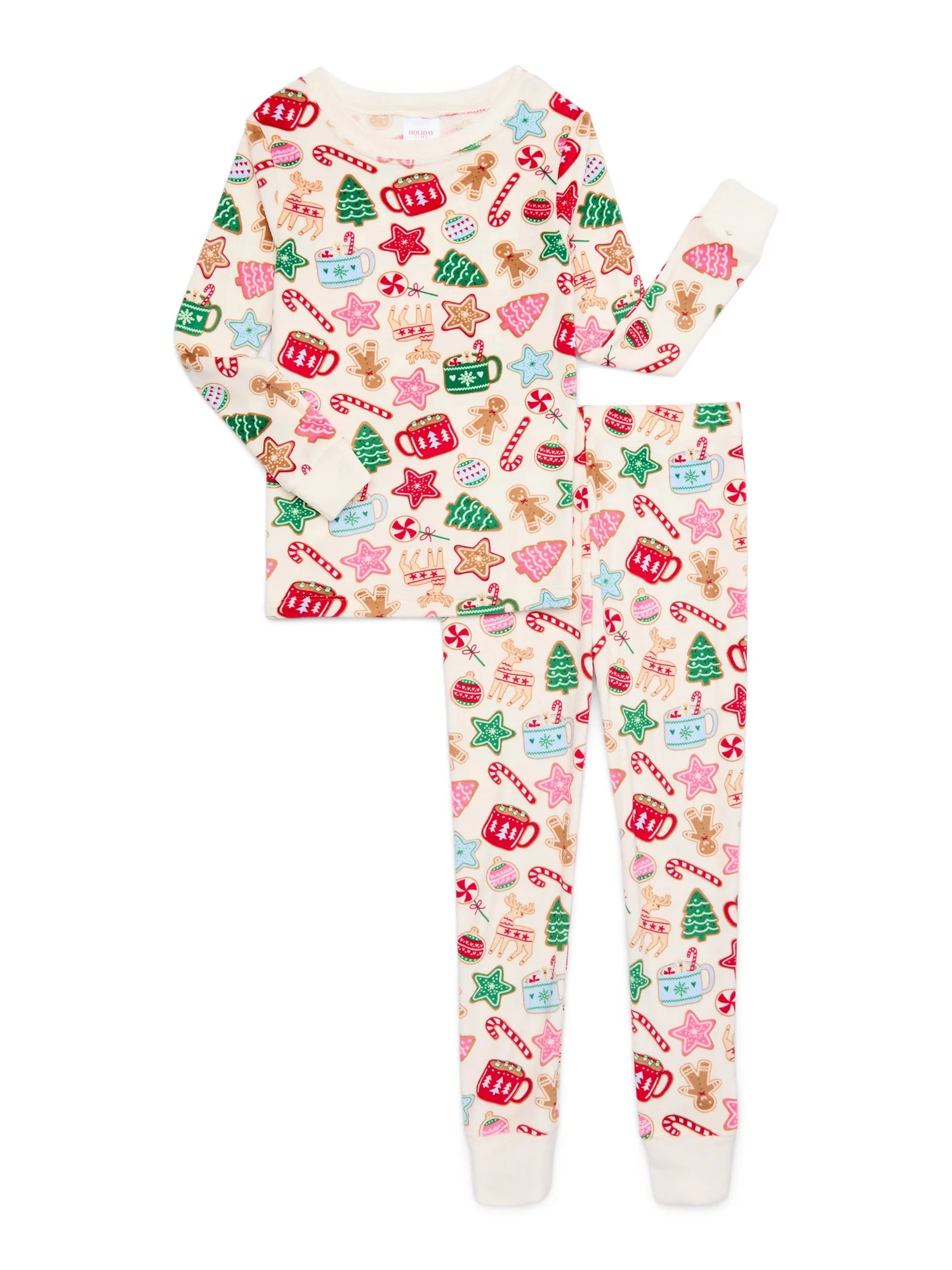 Holiday Time Girls Tight Fit Christmas Pajamas Set, 2-Piece, Sizes 4-10 | Walmart (US)
