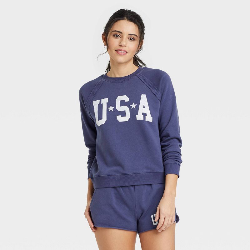 Women's USA Graphic Sweatshirt - Blue | Target