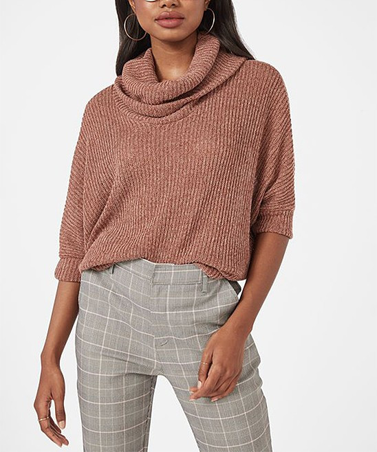 JustFab Women's Pullover Sweaters RUST - Rust Dolman-Sleeve Cowl Neck Sweater - Women | Zulily