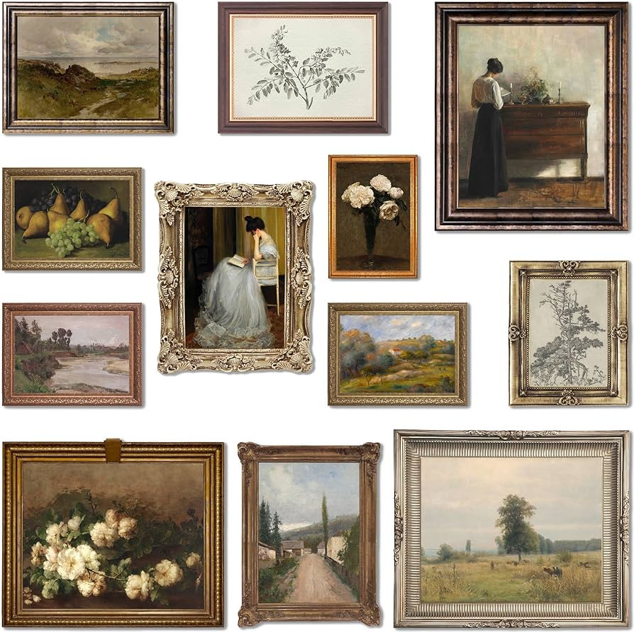 LANCHI95 12 Pcs Vintage Wall Art Decor, Vintage Art Prints, Vintage Posters for Room, Moody galle... | Amazon (US)