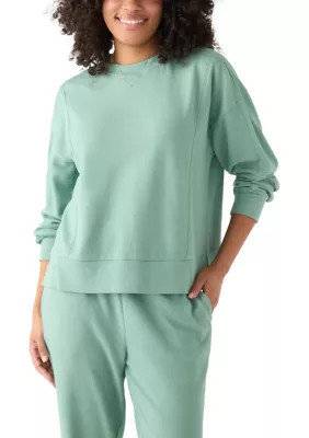 Wonderly Women's Long Sleeve Seamed Sweatshirt, Teal, Small | Belk