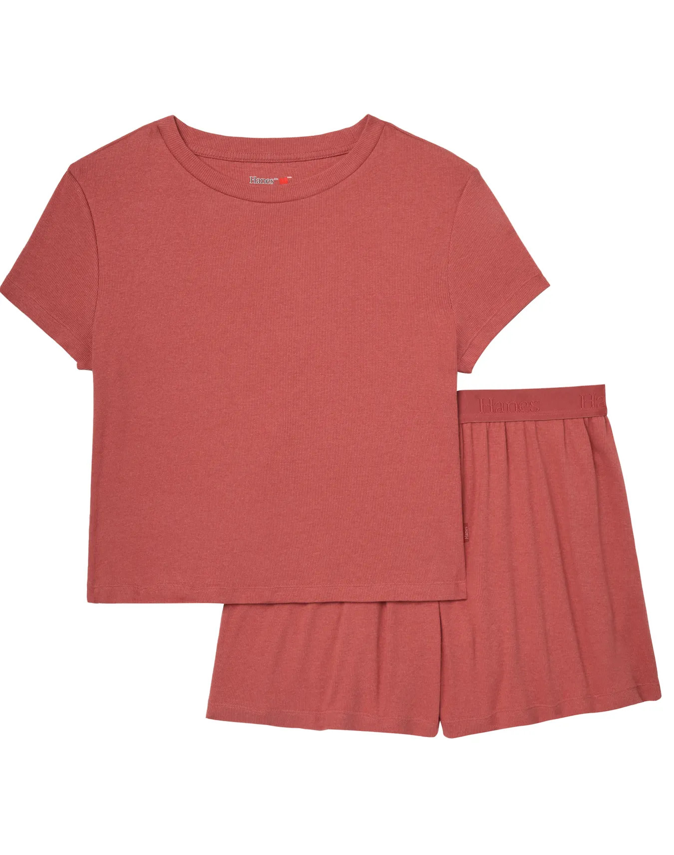 Originals 2-Piece Lounge Set, SuperSoft Cropped Baby Doll Tee & Sleep Shorts Loungewear Set #HLA2... | Hanes.com