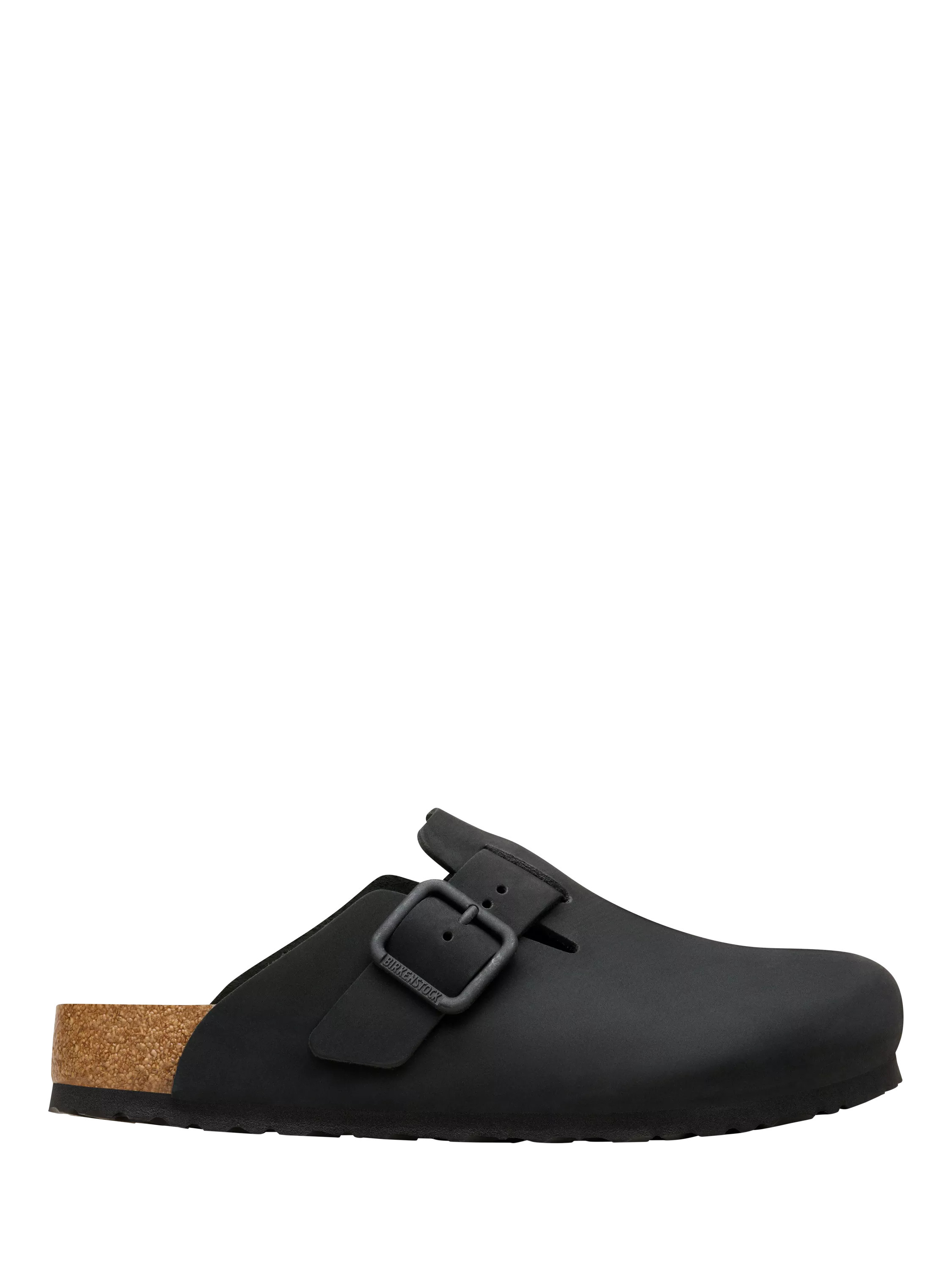 Birkenstock Boston Leather Wire Buckle Sandals, Black | John Lewis (UK)