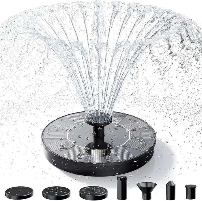 AISITIN Solar Fountain, Solar Bird Bath Fountains Pump with 6 Nozzles, 2026 Upgraded Free Standin... | Amazon (US)