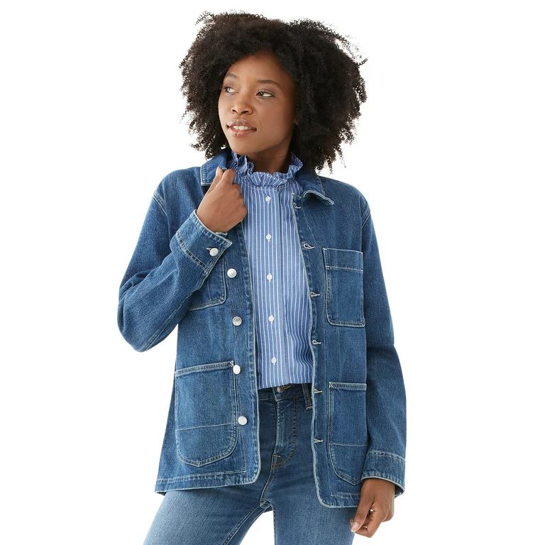 Free Assembly Women's Oversized Denim Barn Jacket | Walmart (US)