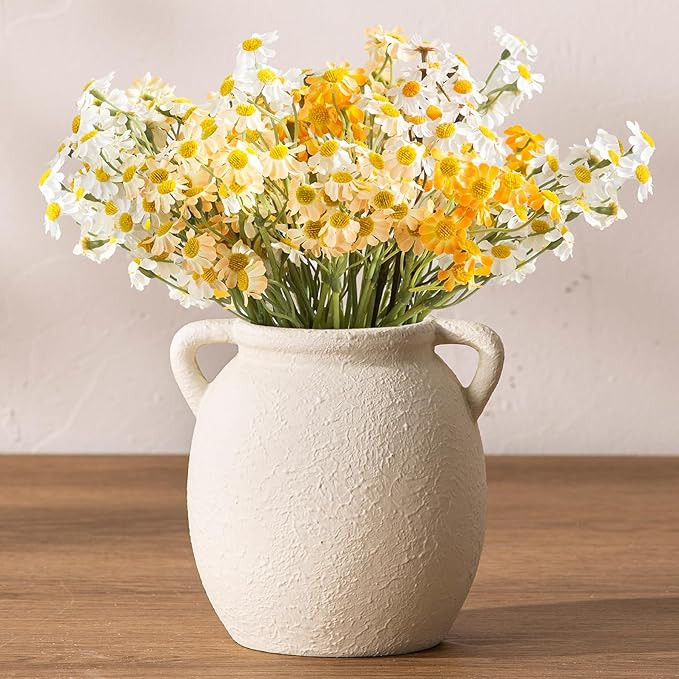 Ceramic Flower Small Vase 6 inch Farmhouse Rustic Vase Decorative Pottery Terracotta Vases for Ho... | Amazon (US)