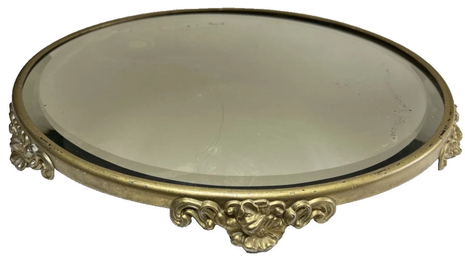Antique Plateau Dresser Vanity Tray Beveled Glass Mirror Ornate Footed Floral | Etsy (Global)