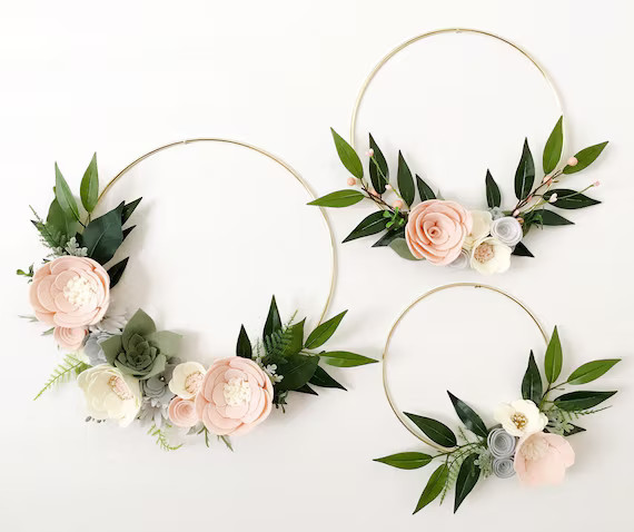 Blush and Gray Wreath Set || Felt Flower Wreath || Felt Wreath || Wreaths || Flower Wreath || Spr... | Etsy (US)